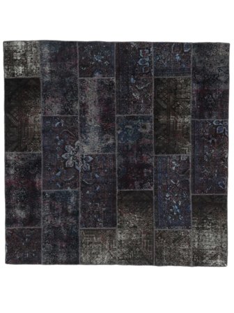 Hand Knotted Persian Patchwork Rug 242X242 Black