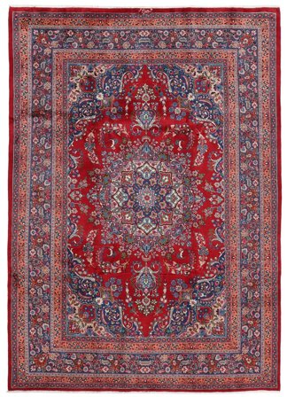 Oriental Mashad Rug 242X340 Dark Red/Black Wool, Persia