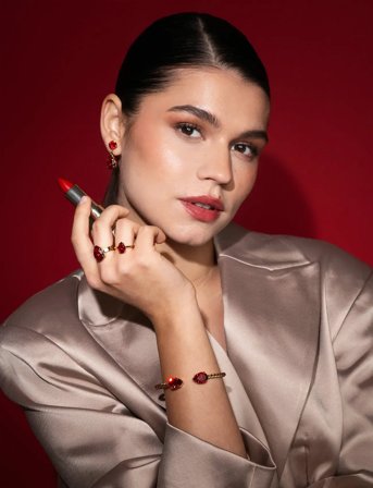 Caroline Svedbom Mini Drop Ring Gold - Red - ONE SIZE