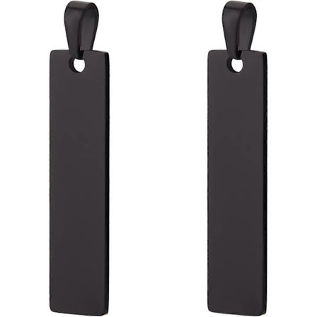 10 kpl suorakulmio 304 ruostumattomasta teräksestä valmistettuja koristeita metallileimaus aihio musta 41x10mm kaulakorun riipukseen ja korvakorun tee