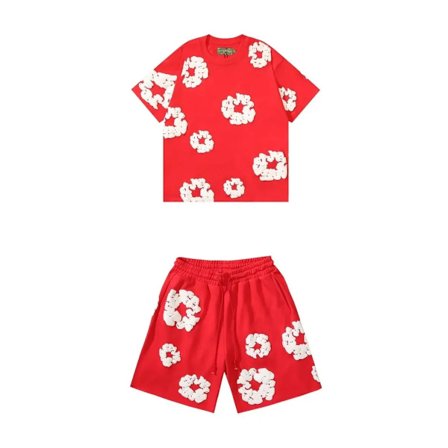 Denim Tears Sommer Herre Shorts Sæt, Hip Hop, Bomuld, Casual, Fitness, Rejse, 2-delt