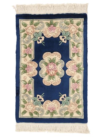 Hand Knotted China 90 Line Rug 60X90 Wool Black/Beige Small