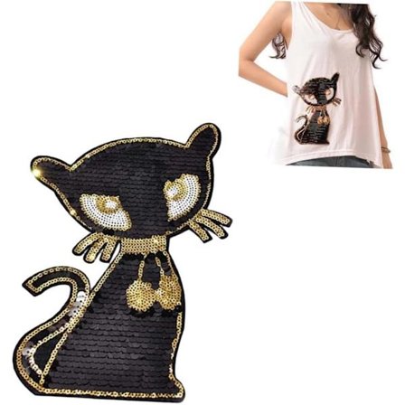 Paljett klesmerke lapp klær skinnende lapp klær lapp katt banner dekorere tilbehør genser lapp klær lapp