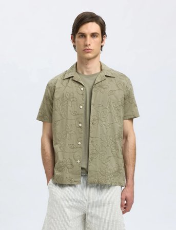 Selected Slhreghyde Aoe Ss Shirt - Khaki green - S