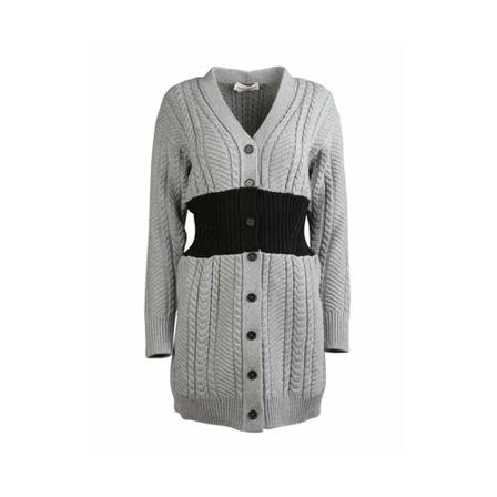 Alexander McQueen, Bi-Colour Cable Knit Cardigan Grijs, Dames, Maat:S,wol