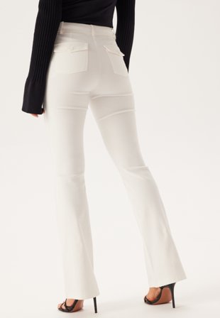 Bubbleroom - Stretchy Back Pocket Trousers - White - Kläder
