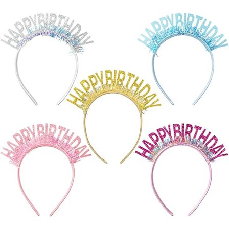 5 st Grattis på födelsedagen Pannband Flicka Glitter Födelsedagskrona Födelsedagstiara Set Födelsedag Hårband Födelsedagsfest Tillbehör Håraccessoarer