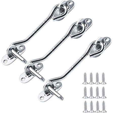 3 stk. rustfrit stålhyttehængsler, dørgreb til skur, garageport, vindue, dør, 100 mm