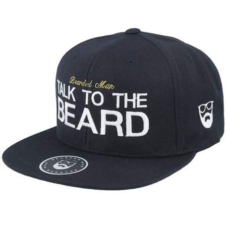 Bearded Man - Talk To The Beard Black Snapback Snapback Black Cap - @ Hatstore