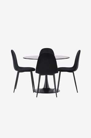 Venture Home - Spisegruppe Glade med 4 stk spisestoler Polar - Svart - Spisegruppe 4 personer - Fra Homeroom