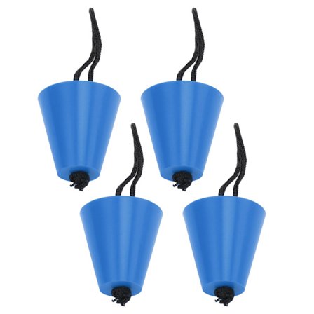 4 stk. bundprop-sæt med snor, fleksibel silikone drænhulsprop, universal til kajakker, kanoer, blå