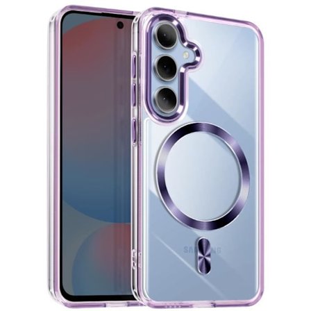 Coque - Samsung - Galaxy S24/S25 - MagSafe - Glasbaksida - Lila färg - Antigulning
