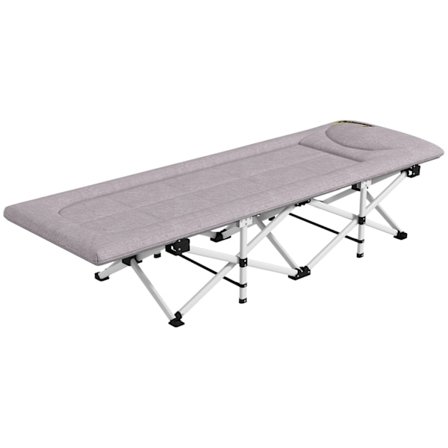 Aurinkoinen Telttasänky, Kokoontaitettava Telttasänky Säilytyskassilla, Retkeilytuoli Kantokassilla, Kantavuus Jopa 200 Kg, Oxford, Harmaa, 200 X 65 X
