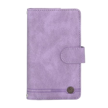 PU Læder Pung Etui til Galaxy S22 Lynlås Flip Folio Pung RFID-blokering Beskyttelsesetui med Håndledsrem Magnetisk Lukning Indbygget Stativ