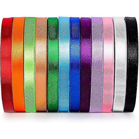 Satinbånd Gavebånd Sløjfebånd 12 Farver 22,5m X 12mm Silkebånd Satin
