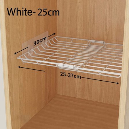 Køkken Opbevaringsstativ Plast Skab Opbevaring HVID 25-37CM