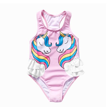 Vauvan tyttöjen yksiosainen uimapuku taapero röyhelö uimapuku uima-asu rantavaatteet söpö ja suloinen lasten lämmin kevät uimapuku-4-5V