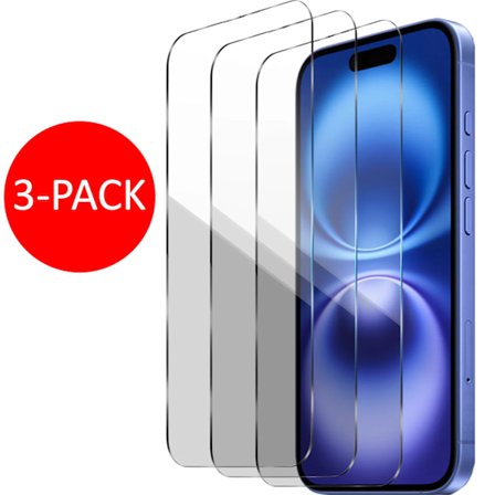 3-pak iPhone 16 Plus Skærmbeskytter Hærdet Glas Premium