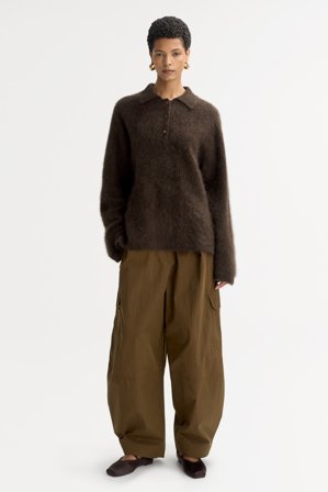 Soft Goat - Brushed polo shirt - Women cashmere sweater - S - Mocha