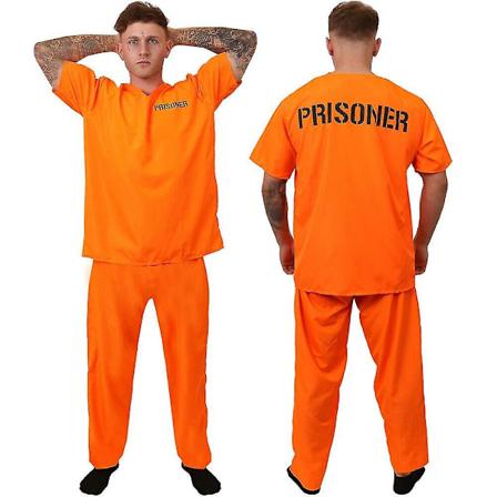 Voksen Innebygd Kostyme Oransje Fange Jumpsuit Jailbird Antrekk for Halloween Oransje Fange Kostyme Menn Fengsel Jumpsuit Kostyme-Xin Adult M 168-