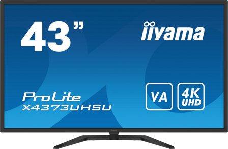 iiyama ProLite X4373UHSU-B1 - LED monitor - 43" (42.5" viewable) - 3840 x 2160 4K @ 60 Hz - VA - 400 cd/m² - 4000:1 - 3 ms - 2xHDMI, DisplayPort, Mini