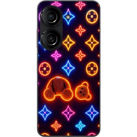 Yhteensopiva Puhelinkuori Asus Asus Zenfone 10 Neonvärisellä ylellisellä kuviolla, jossa hehkuvia nalleja pop-taide-esteetiikassa