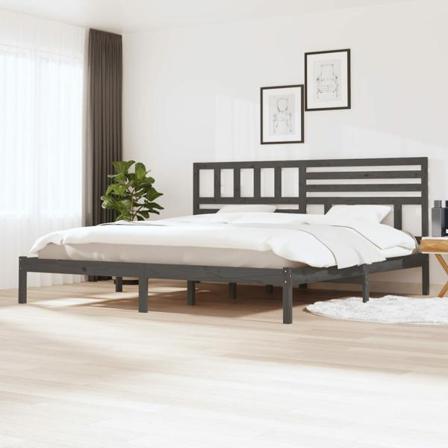 Vidaxl Sängram Grå Massiv Furu 180x200 Cm Grå