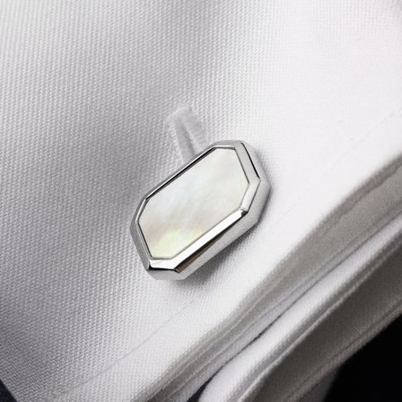 Hopeanväriset Kalvosinnapit Helmiäisellä for Men