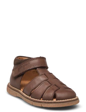Classic Velcro Sandal Brown Pom Pom