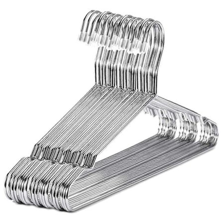 Bøjler Rustfrit Stål 40 cm 20 stk. Bøjler til Tøj Standard Hakket Bøjle Pladsbesparende