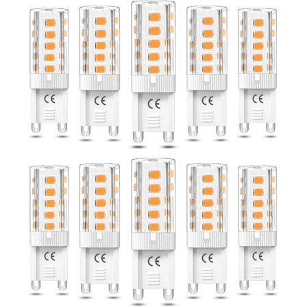 10-pak dimbare G9 LED-pærer 5W, varmhvit 3000K, halogenutskifting