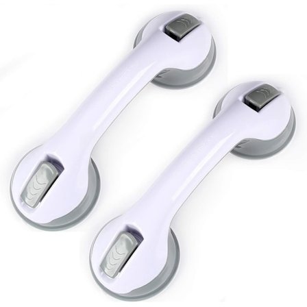 2 stk håndtak med sugekopp, flyttbart rekkverk, sikkerhetshåndtak, baderomsholder, dusjhåndtak, dusjsikkerhetshåndtak, møbler, glassdør, vind