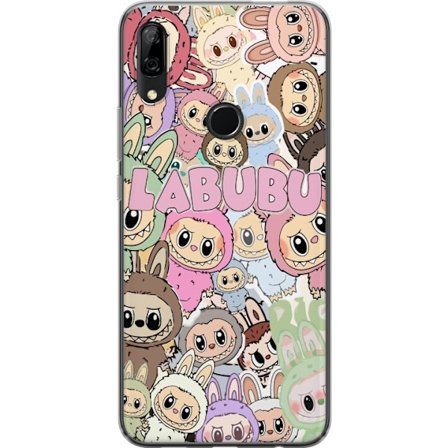 Yhteensopiva Puhelinkuori Huawei P Smart Z Ruusunpunainen kawaii-kompositio, jossa on söpöjä piirrettyjä hahmoja ja pehmeitä muotoja