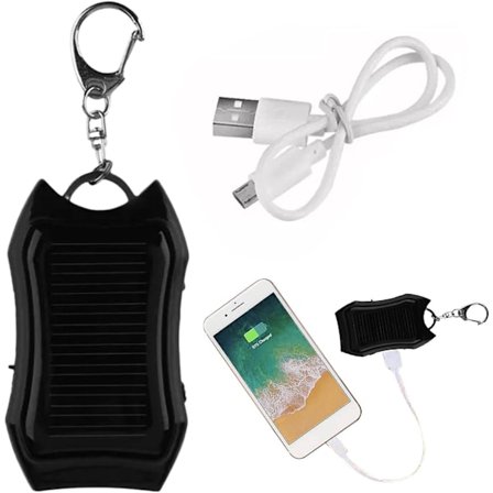 Aurinkopaneeli Power Bank -avaimenperä, Solar Puhelinlaturi 1500mAh, Kannettava Aurinkopaneelilaturi Power Bank Ulkoinen Akkulaatikko 3 LED-valolla 