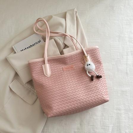 Retro Style Fashionable Sense Stor Kapacitet Taske 2024 Ny Mode Pendler Axel Taske Casual Pop Tote Taske Pink Without Ornaments