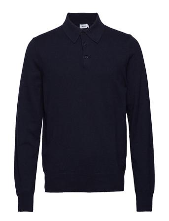 M. Knitted Polo Shirt Polos Long-sleeved Blå Filippa K