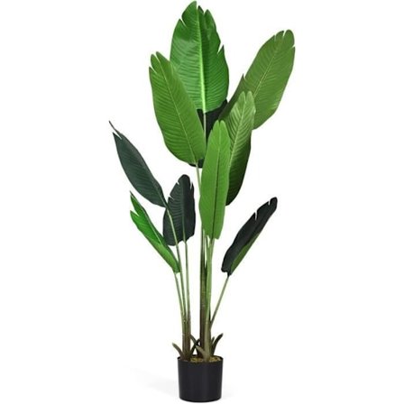 COSTWAY konstgjord bananväxt med 160 cm kruka, dekoration inomhus och utomhus, perfekt för trädgård, butik, kontor