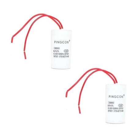 Rabatt, 2 stk. CBB60 AC 450V sylindermotorkjørende kondensatorleder 2 ledninger CBB60【6UF】