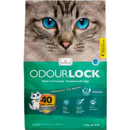Intersand Classic - Intersand Odour Lock Calming Breeze Multi Cat Formula - Cat Litter Green 12 kg - Katt - Kattesand & kattestrø - Klumpdannende 