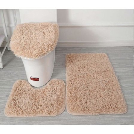 Pehmeät mikrokuituiset kylpyhuoneen mattosarjat, 3 osaa, kylpymatto + muotoiltu matto + WC:n istuimen kansi, liukumattomat kylpyhuoneen matot PVC-