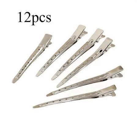 12 kpl Ankannokkaklipsit Metalliset Alligaattori-kiharrusklipsit Osiointiklipsit rei'illä hiusten muotoiluun, hiusten värjäykseen [YJD]