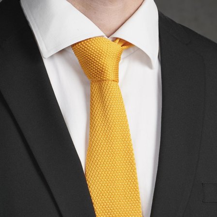 Yellow Knitted Tie for Men - Skinny ties