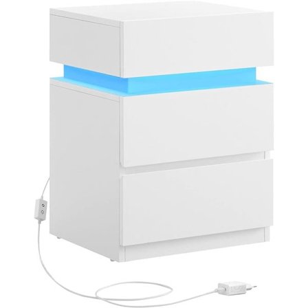 Sengebord med RGB-belysning 35x40x55cm - Hvid