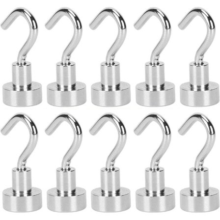 10 stk. kraftig magnetkrog, magnetiske kroge, magnetiske kroge med neodymmagneter kompatible til køkken, køleskab, kontor, soveværelse, badeværelse