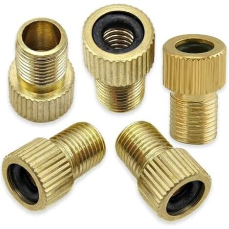 Messing Presta-ventil-adapter (5-pak) - Presta til Schrader-konvertering til cykler, e-cykler, e-scootere og biler - Pust dine dæk op