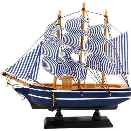Seilbåtmodelldekor, treseilbåt nautisk dekor 23cm*5.5