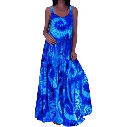 Ledig Maxikjole Dame Sommer Ermeløs Løs Lang Kjole Dame Kald Skulder Gulvlang Tunika Kjole Strandklær O-hals L