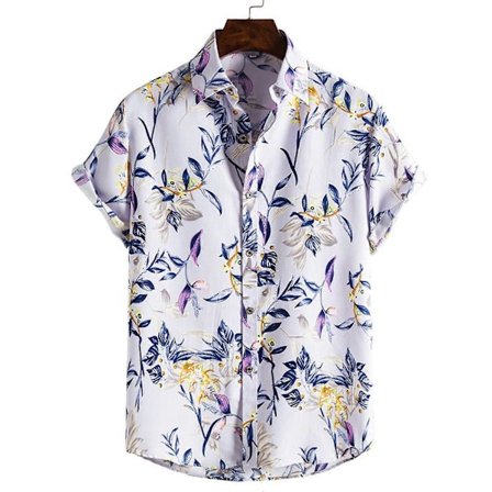 Herre Kortærmet Hawaiisk Skjorte Frontknap Casual Ferie Stil T-shirts