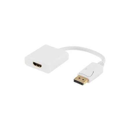 DELTACO DisplayPort till HDMI-adapter med ljud, 4K, 0,2m, vit