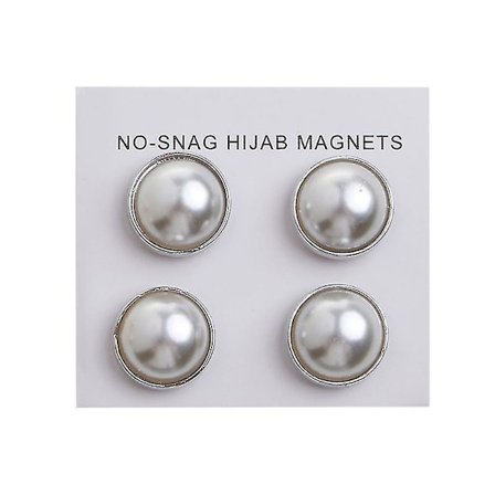 4 st vita pärla hijab brosch säkerhetsmagnet mode sjal halsduk stift inget hål(silver)
